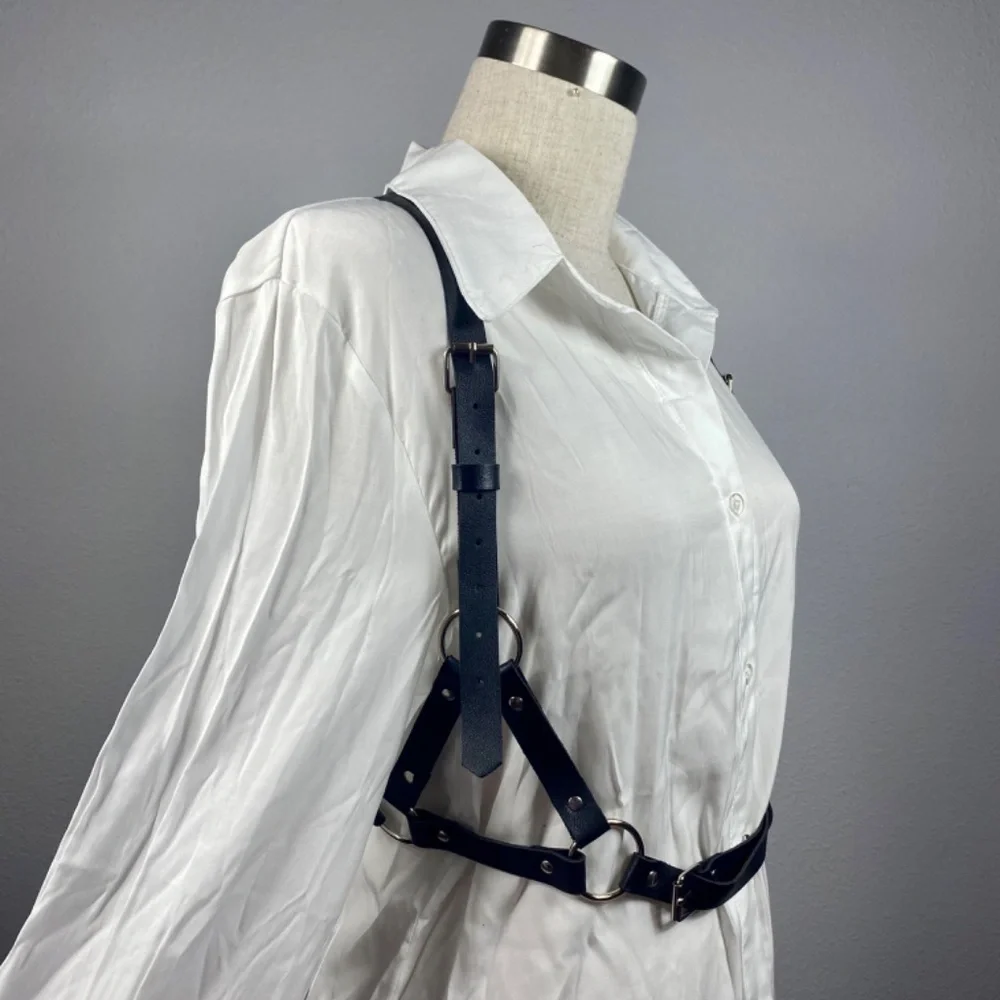 Fashion Black Leather Harness Belt - Picture 7 of 9
